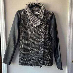 Vince knit and leather jacket, size small.